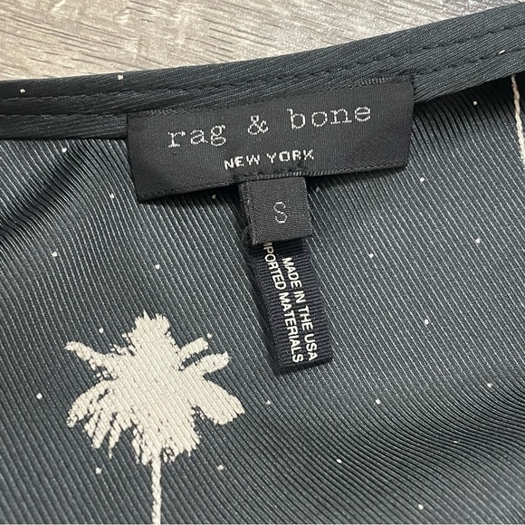 Rag & Bone Natalie Silk Palm Tree Sleeveless Tank Top in Black Sz S - Picture 6 of 9